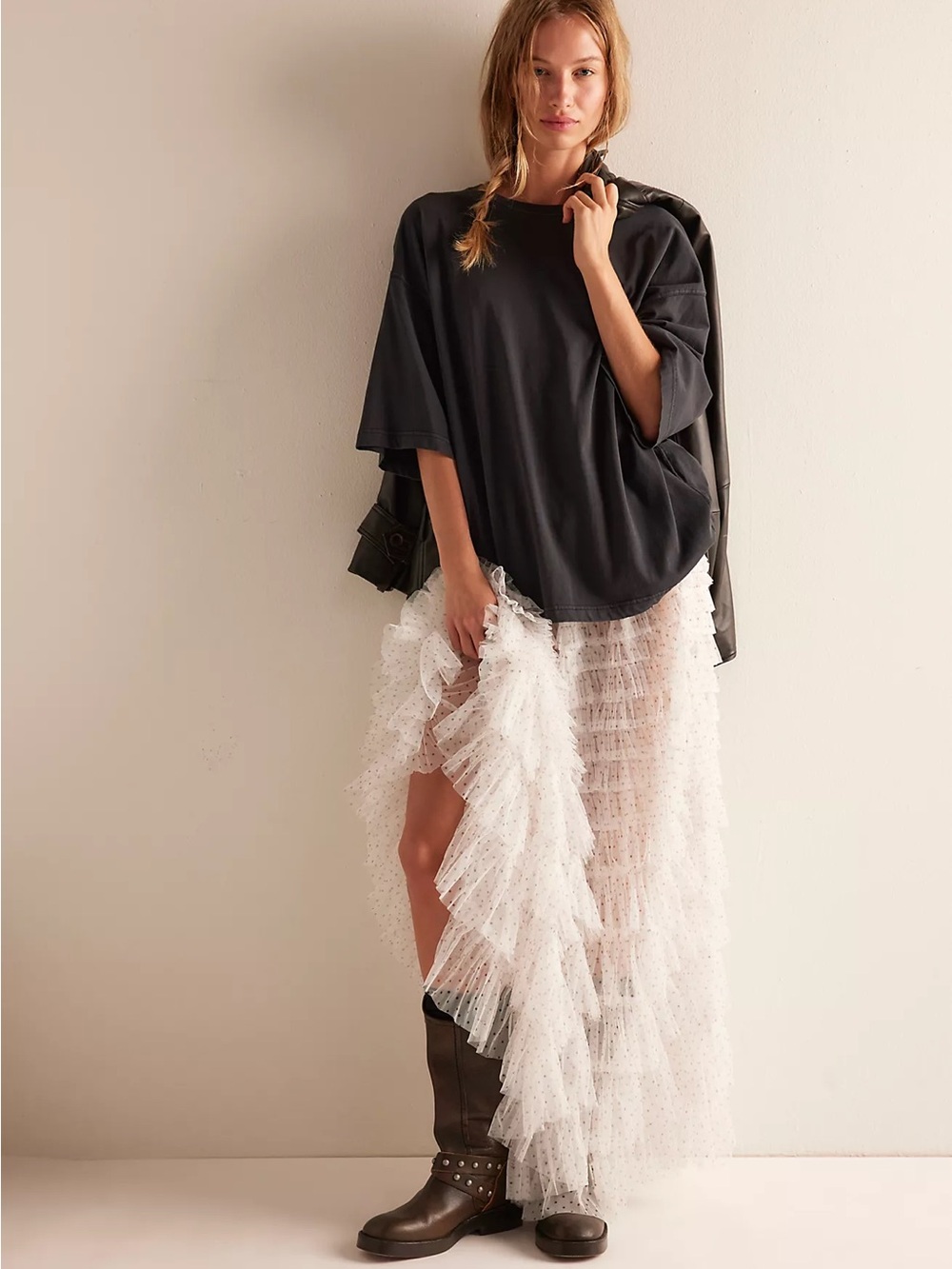 NWT Free People Return of the Ruffle Maxi Slip Skirt